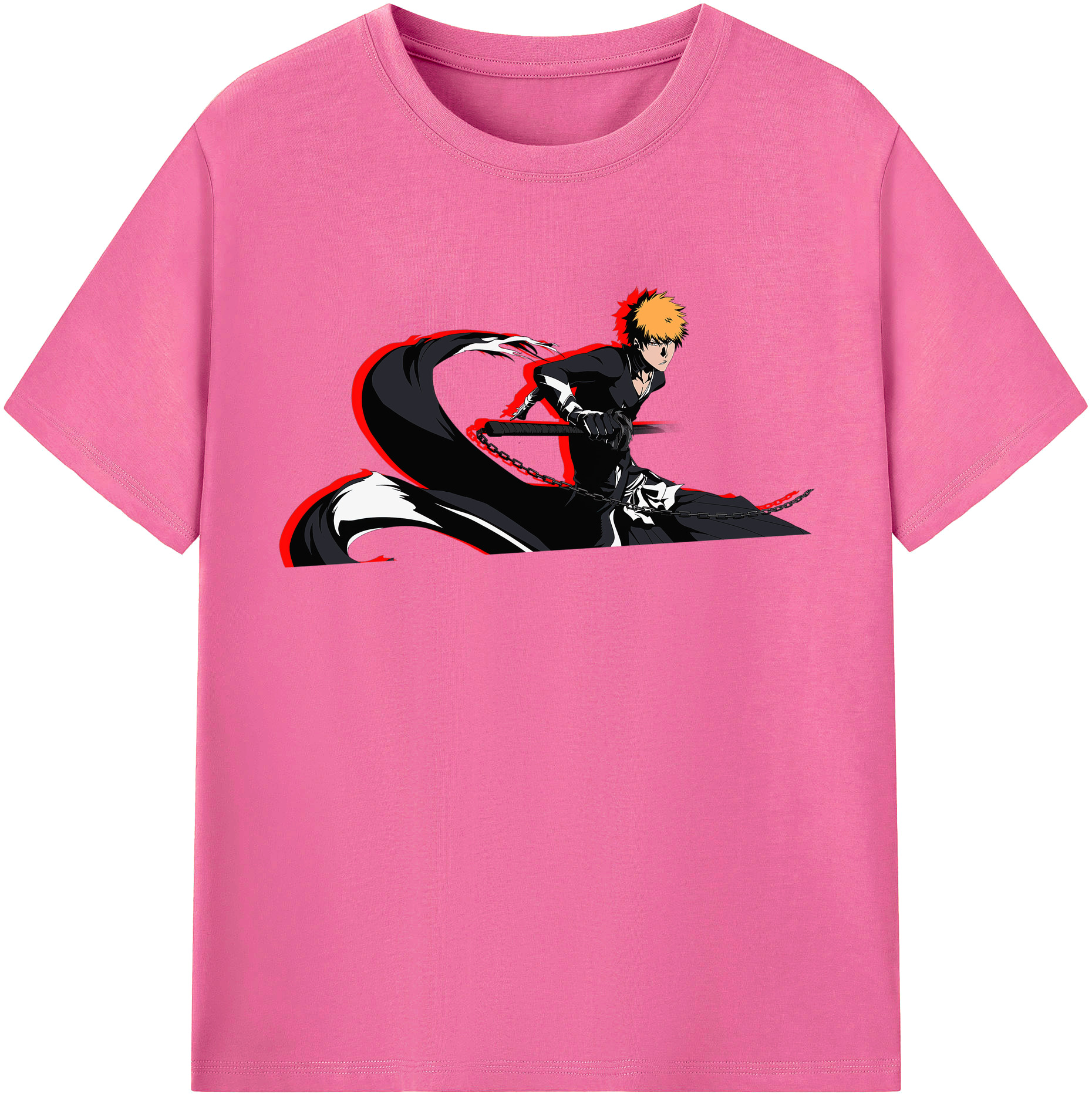 （画像用） ブリーチ 黒崎一護（くろさき いちご）BLEACH Kurosaki Ichigo レディースカジュアルプリントTシャツ（綿100％）